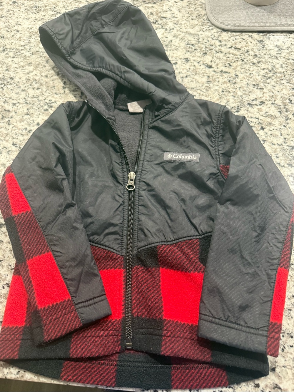 Columbia Kids Black & Red Buffalo Plaid Hooded Jacket